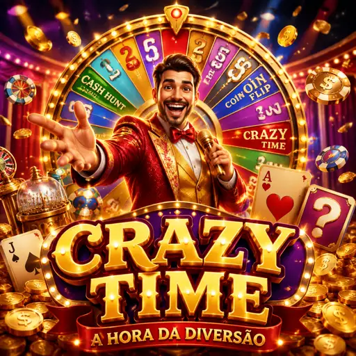 Estúdio de game show ao vivo com roda de prêmios e apresentador